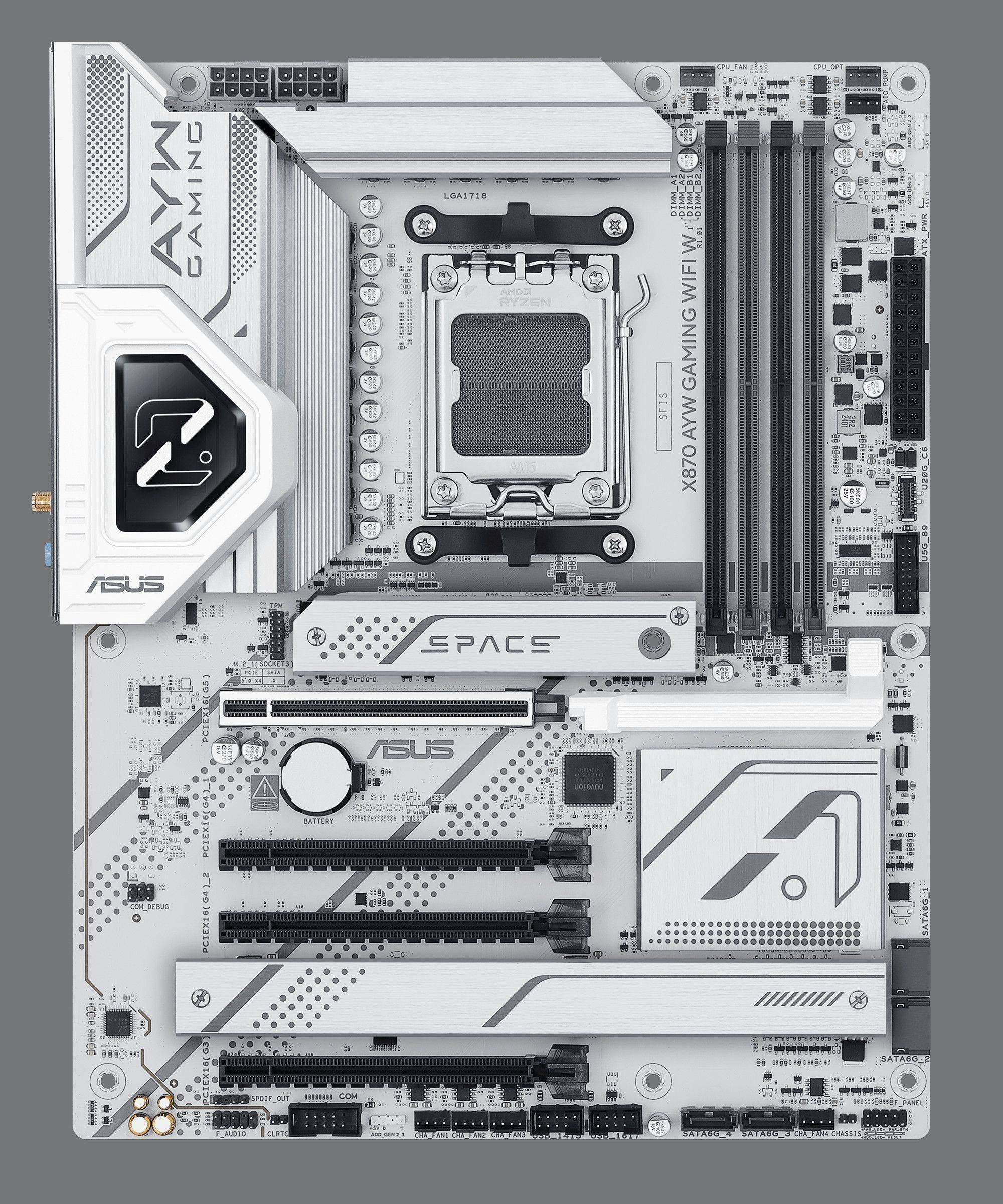 华硕x870 AYW GAMING WIFI W主板震撼上市 太空白设计，2099元打造极速新体验